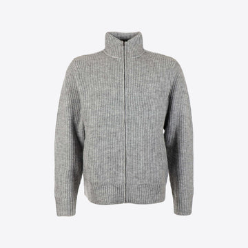 Cardigan lichtgrijs  rib rits Signature