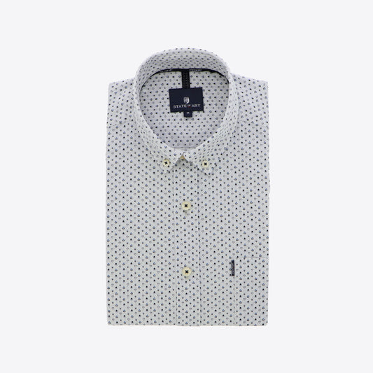 Hemd grijs blauw printje
