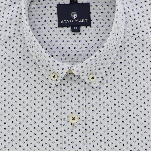 Hemd grijs blauw printje