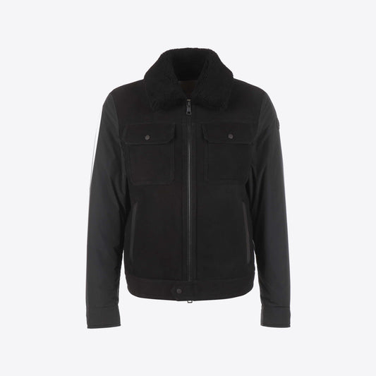 Jas zwart shearling + nylon zerique