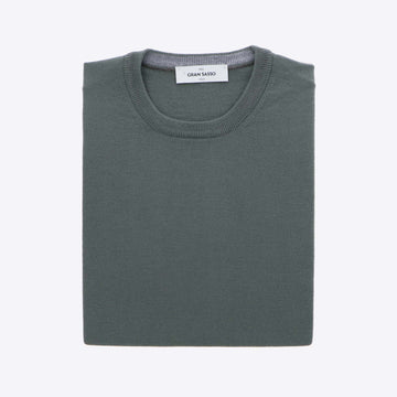 Pull groen grijs merinos