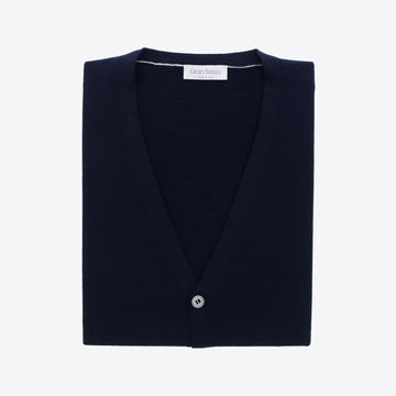 Cardigan donkerblauw  knopen merinos