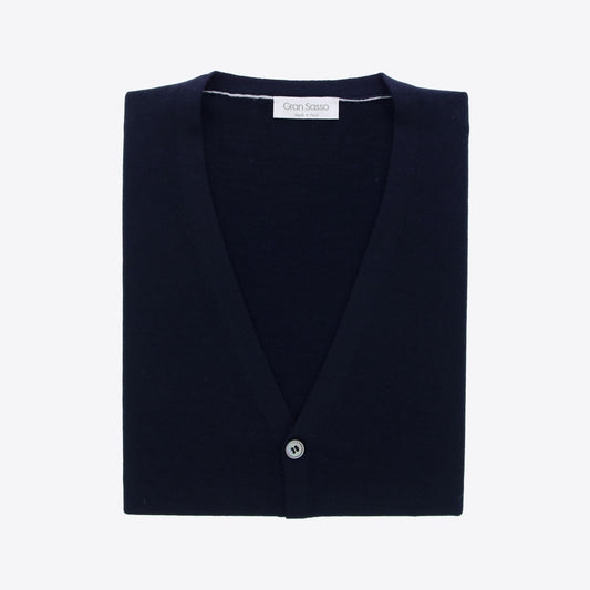 Cardigan donkerblauw  knopen merinos