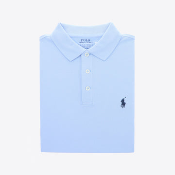 Polo lichtblauw stretch mesh